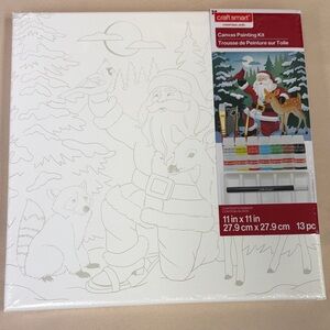 Craft Smart Canvas Painting Kit – Santa Winter Scene paint brushes marker new